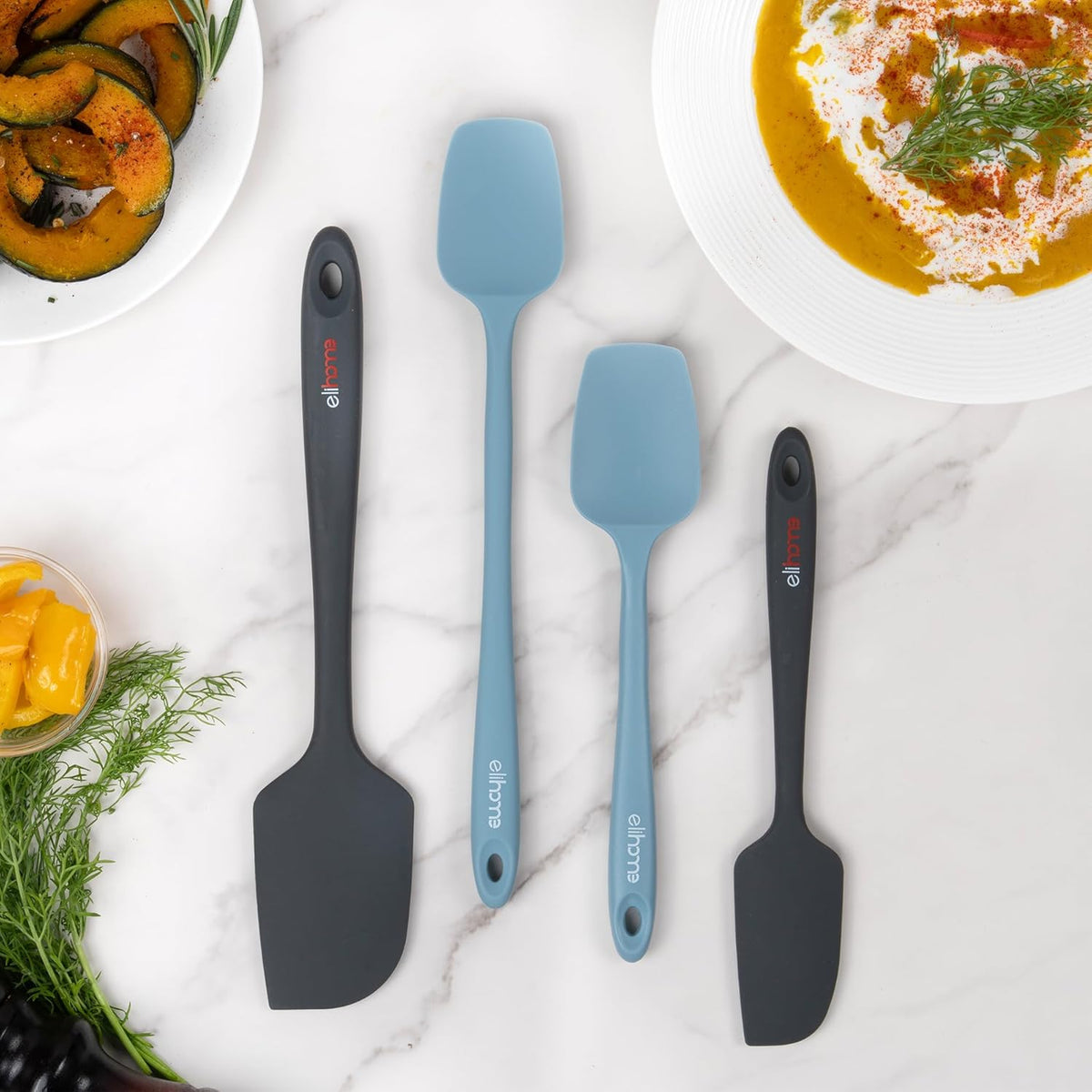 Elihome Mini Silicone Spoonula - Non-Stick Heat Resistant Silicone Scraper Spatula for Mixing, Serving, Scraping, Stirring, and More, 8.75 Inch, Black