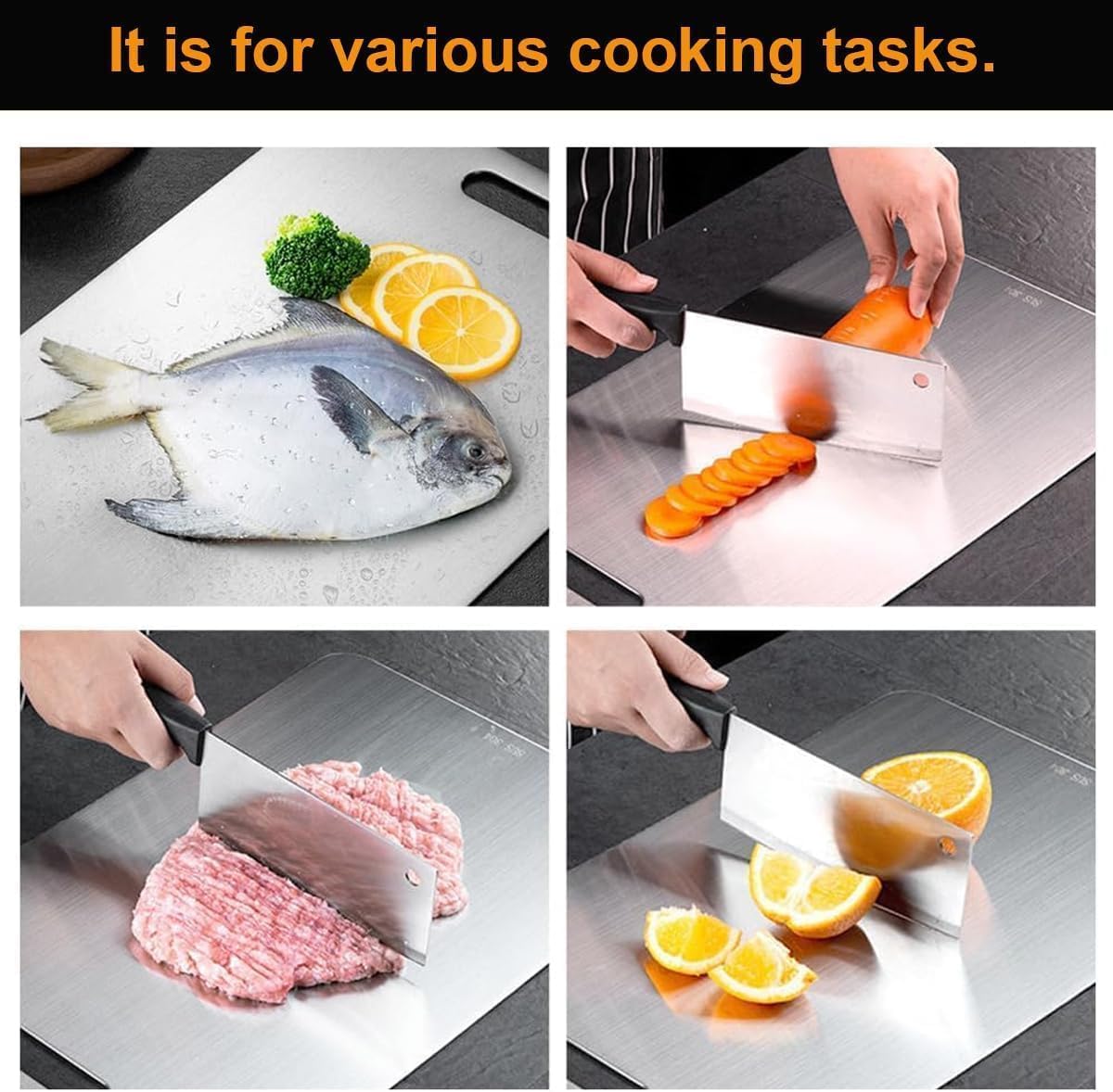 Titanium Cutting Boards for Kitchen - 100% Pure Titanium Cutting Board - Double Sided Food Grade Quality Cutting Boards - Easy to Clean and Store (14"L x 10"W)
