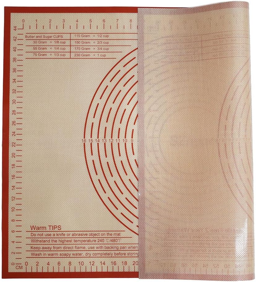 Non-slip Silicone Pastry Mat 28X20 inches Baking Mat with Measurement, Perfect for Dough, Pastry, Pie Crust, Fondant, Cookies, Bread, Pasta, Pizza, Food Grade Kitchen Counter Mats