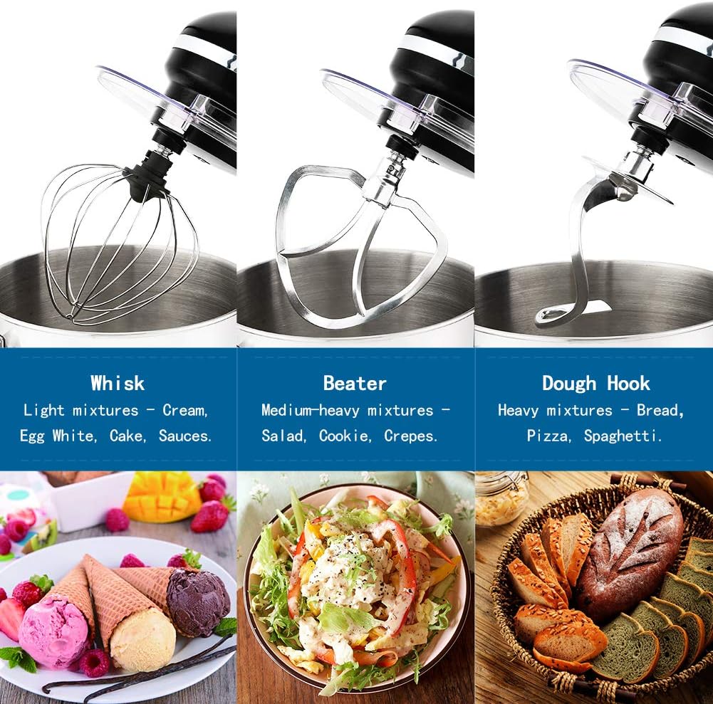 Aucma Stand Mixer,7.4QT Food Mixers, Kitchen Electric Mixer with Dough Hook, Wire Whip & Beater(Black, 7.4QT)