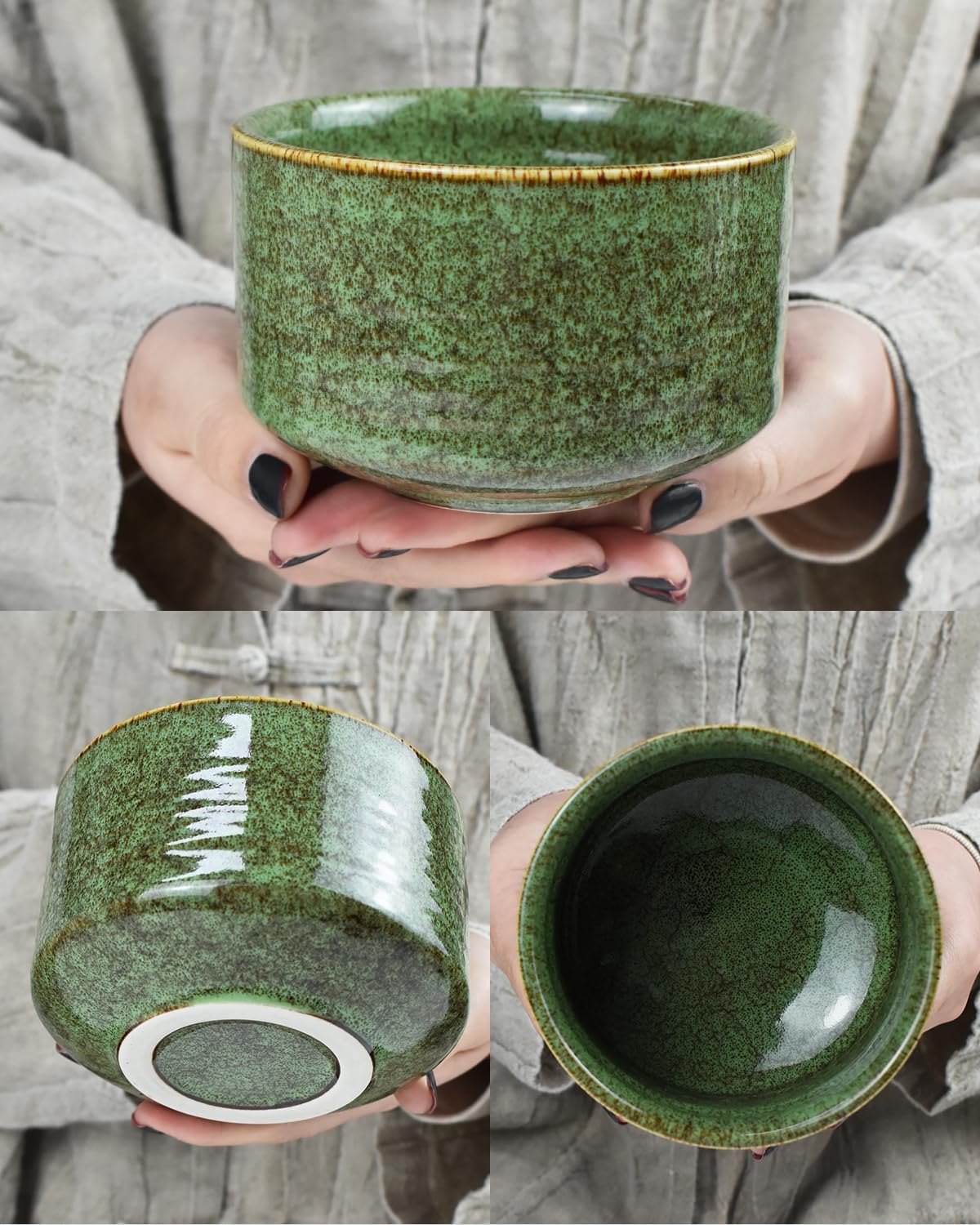Artcome Premium Matcha Tea Set - 19.6oz Ceramic Bowl with Spout, Bamboo Whisk, Scoop, Whisk Holder & Brewing Guide - Elegant, Complete Set for Authentic Japanese Tea Ceremony