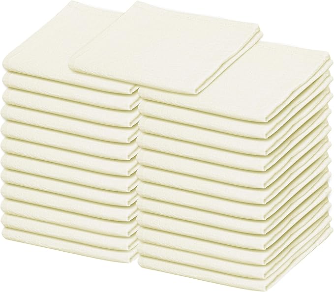Flour Sack Towels | Tea Towel for Crafts| Kitchen Dish Cotton Blank Towel for Embroidery| Baking Bread Proofing Linen Cover| Thick Absorbent Quick Dry | 24 Pack 28"x28" Natural