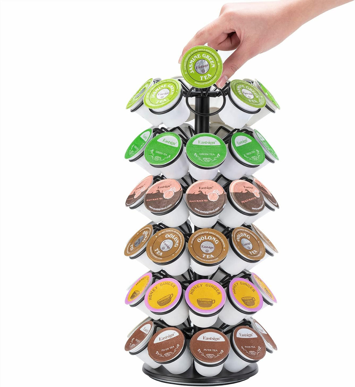 Rice rat K-Cup Storage Coffee Capsules Pod Holder Carousel Capsule Display Storage for k-cup（54 pods-6 tiers）