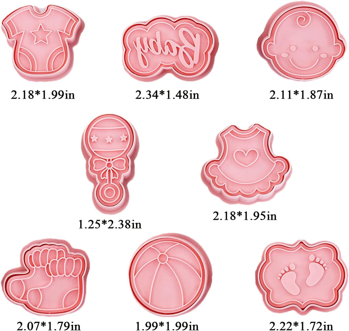 8 Pcs Cute Baby Shower Cookie Cutters for Baking Plastic Cookie Stamps Newborn Party Biscuit Mould Set DIY Fondant Biscuit Stamps Kitchen Tools(L8)