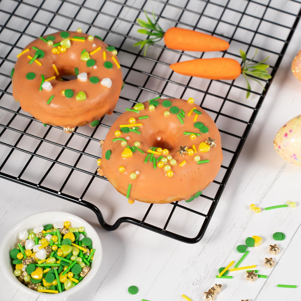 Cobakey Easter Sprinkles for Cookies 4.23 Ounce Spring Sprinkles for Baking Gold Star Edible Heart Perfect for Easter Cake Decorations, Baking, Ice Cream, Cookies, Cupcake Topper