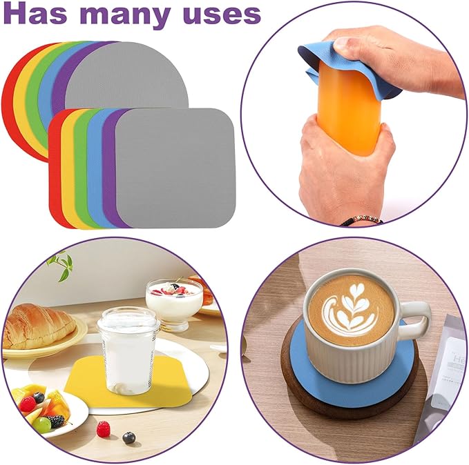 24Pcs Jar Opener Gripper Pads Rubber Jar Gripper for Weak Hands, Multi-function Kitchen Gadget Anti-Slip Coasters Bottle Lid Opener Jar Grippers for Seniors with Arthritis