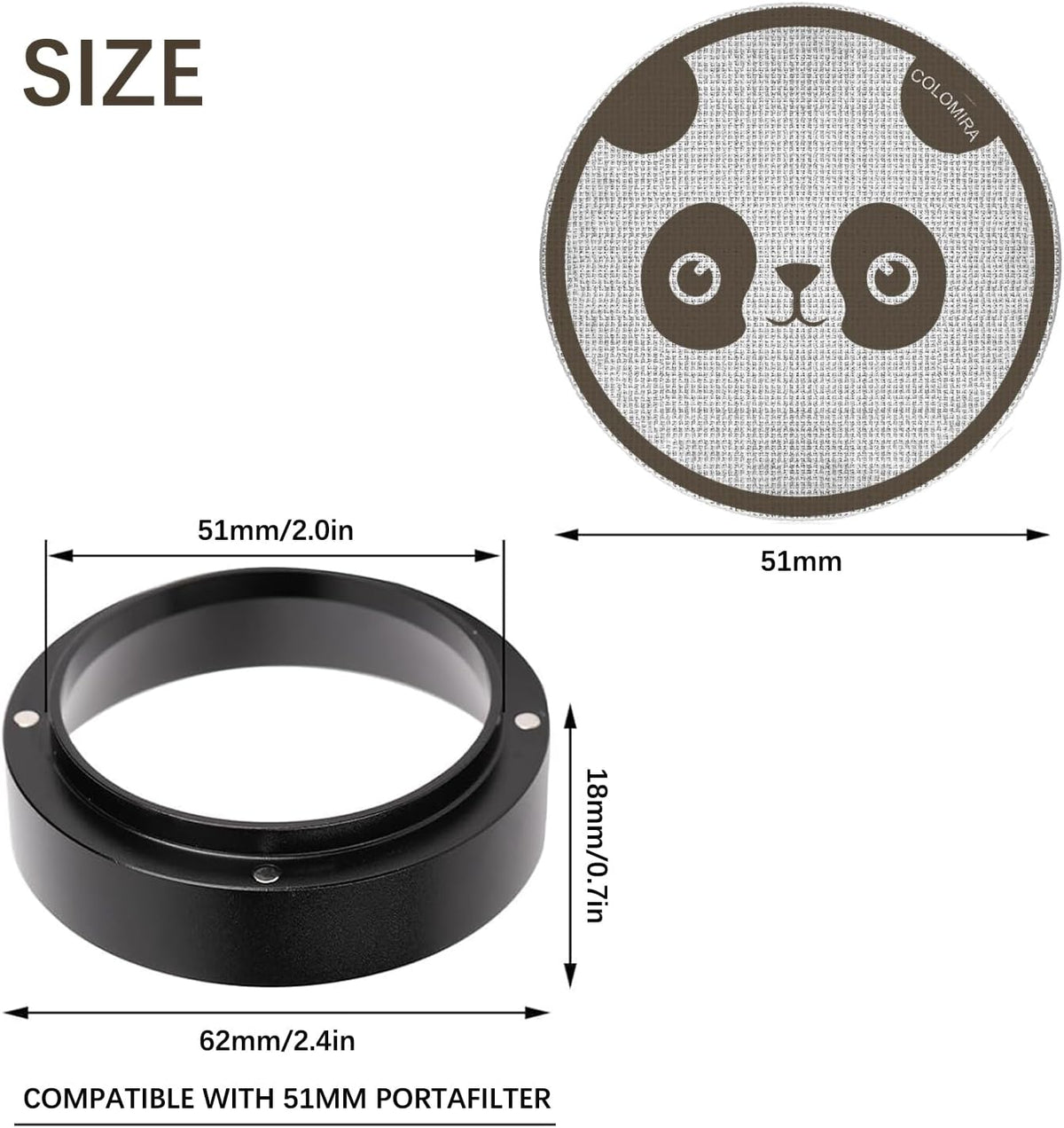 51mm Espresso Accessories Kit, Dosing Funnel and Puck Screen Set, Magnetic Coffee Funnel, 51mm Reusable Espresso Puck Screen, Espresso Tools(Panda)