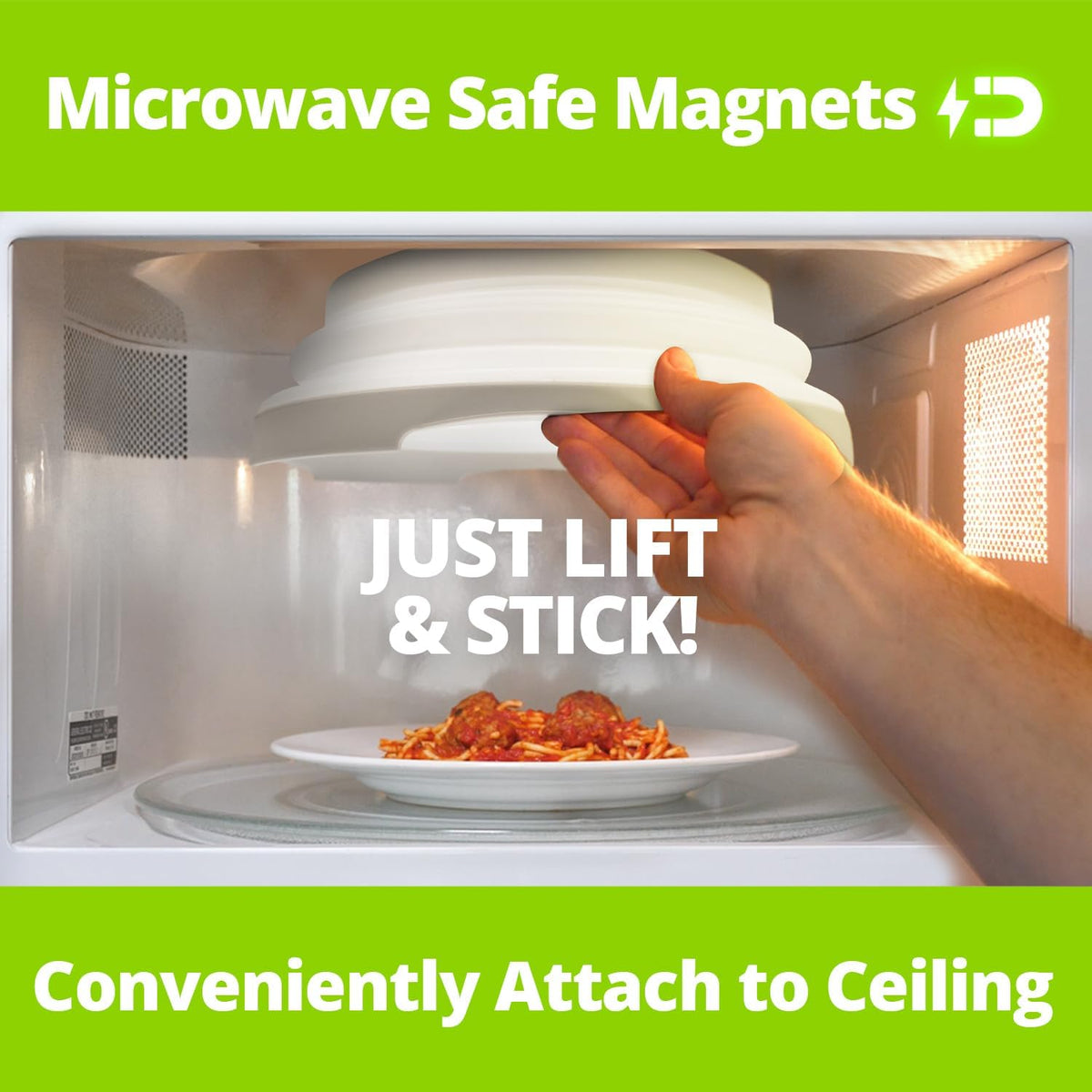 2.0 Magnetic Microwave Splatter Cover, Collapsible 12-Inch BPA-Free Food Lid with Upgraded Magnets, Vented Plate Guard, Dishwasher Safe, Space-Saving Magnetic Storage - White