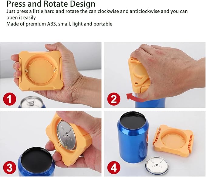 CHICIRIS Soda Can Opener, Beer Can Opener, Can Opener Manual, 2 in 1 Portable Lift, Can Cut Opener, Press and Rotate Design, for Cocktail, Beer, Soda Beverages (Orange)