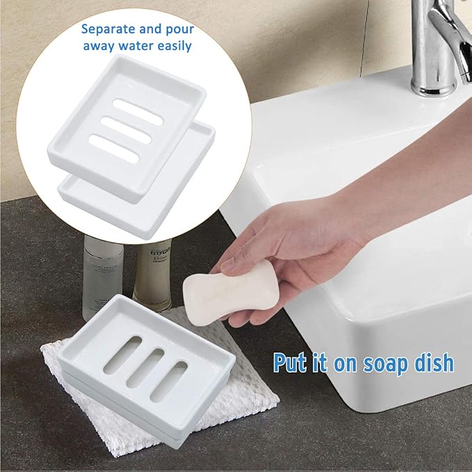Ceramic Soap Dish Bar Soap Holder Double Layer Soap Tray Draining by Lofekea