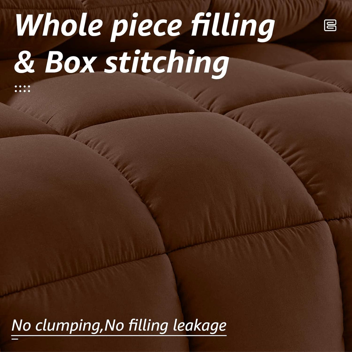HYLEORY All Season Full Size Bed Comforter - Cooling Down Alternative Quilted Duvet Insert with Corner Tabs - Winter Warm - Machine Washable - Mocha Coffee