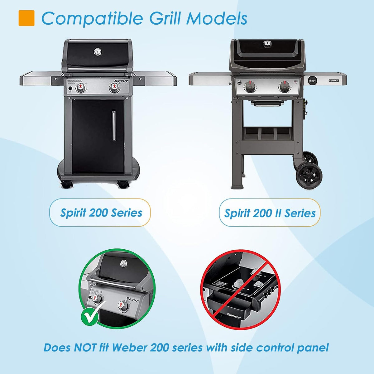 7637 17.5" Grill Grates Replacement for Weber Spirit I & II 200 Series, for Weber Spirit Grill Grates, Spirit 210, GS4 Spirit II 200 for Weber Spirit II Grill Parts, 7MM Stainless Steel Grill Grates