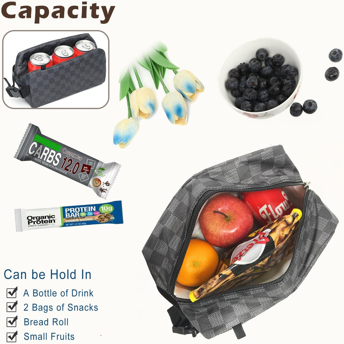 FlowFly Small Insulated Lunch box Portable Soft Bag Mini Cooler Thermal Meal Tote Kit with Buckle for Work, CyanWithBuckle