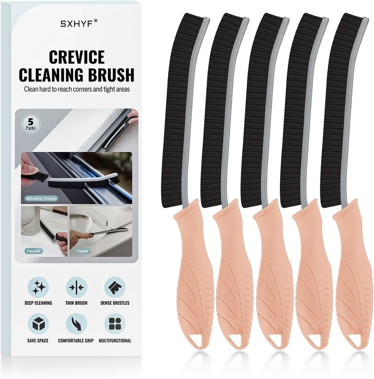 SXhyf Crevice Cleaning Brush - Grout Scrub Brush, House Cleaning Supplies, Gap Cleaning Tools, Home Essentials, Gifts for Women Men, Hard Bristle Crevice Cleaner Brush for Household Use, Bathroom