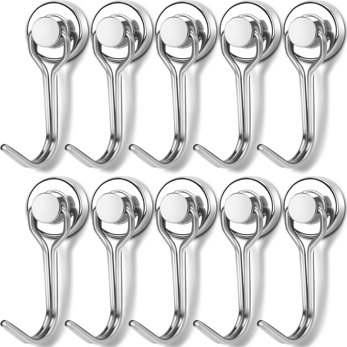 E BAVITE Swivel Swing Magnetic Hooks, 30LBS Powerful Strong Magnetic Hooks Perfect for Refrigerator, Kitchen,Pack of 10 Silver