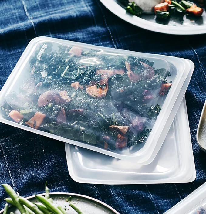 Stasher Premium Silicone Reusable Food Storage Bags, 4-Pack, Clear, Multi-Use Food Storage Bags, Lunch Bag, Travel Containers, BPA Free, Leak-free, Dishwasher-Safe, Eco-friendly