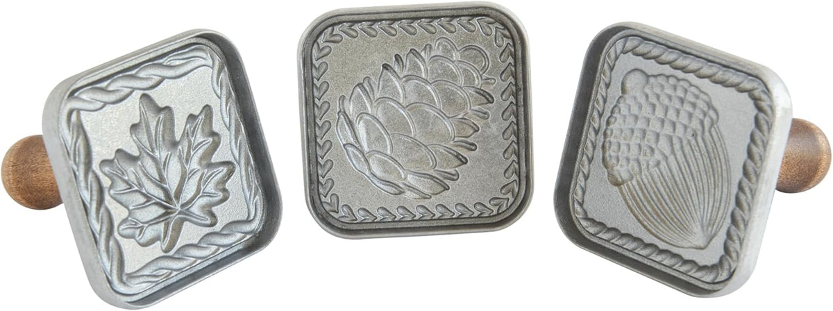 Nordic Ware Springerle Cookie Stamps, Set of 3, with Wood Handles