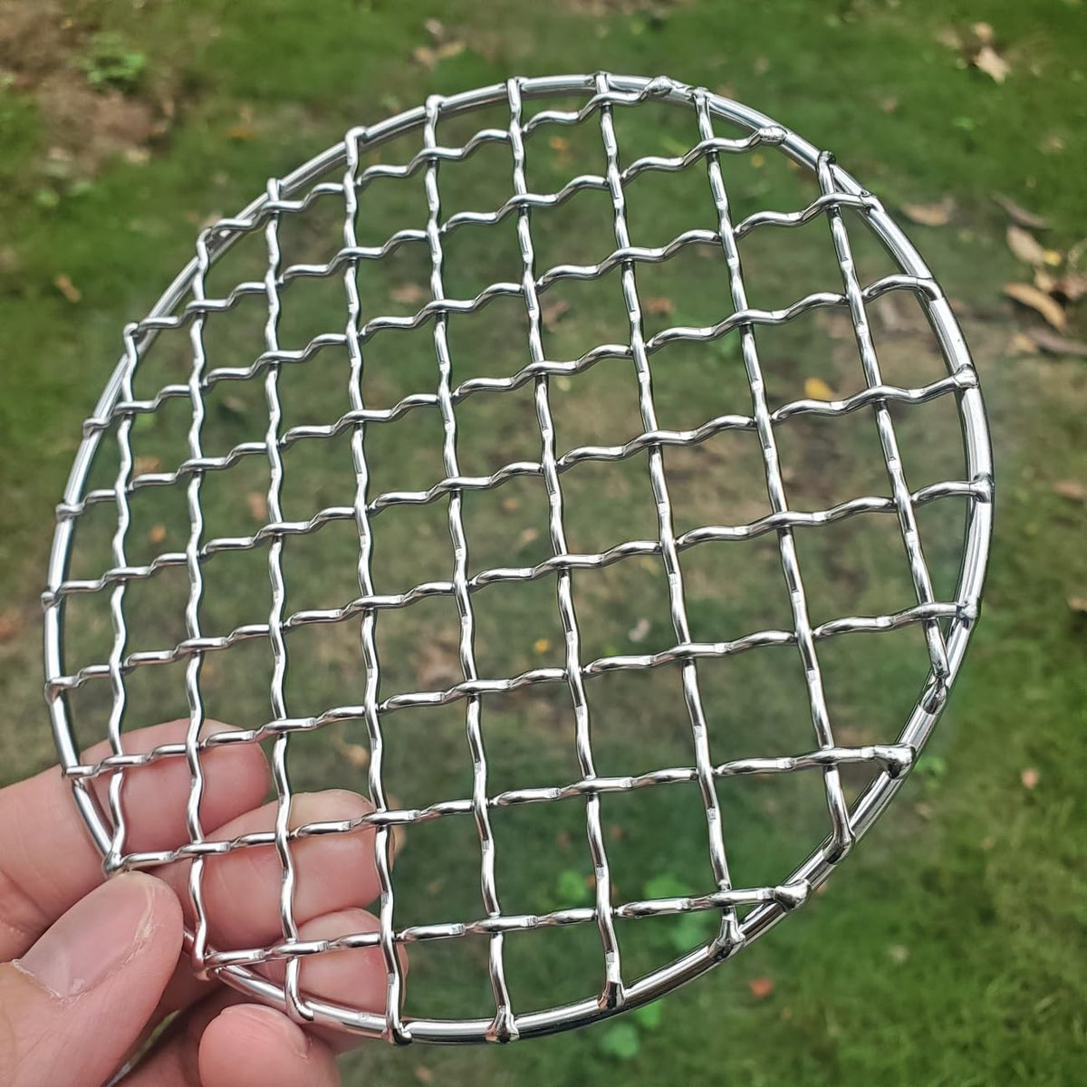 2Peices Backpacker Bushcraft Grill Grate Stainless Steel BBQ Cooking Grill Mesh Campfire Grill Square Round for Camping, Backpacking, Hunting Fishing