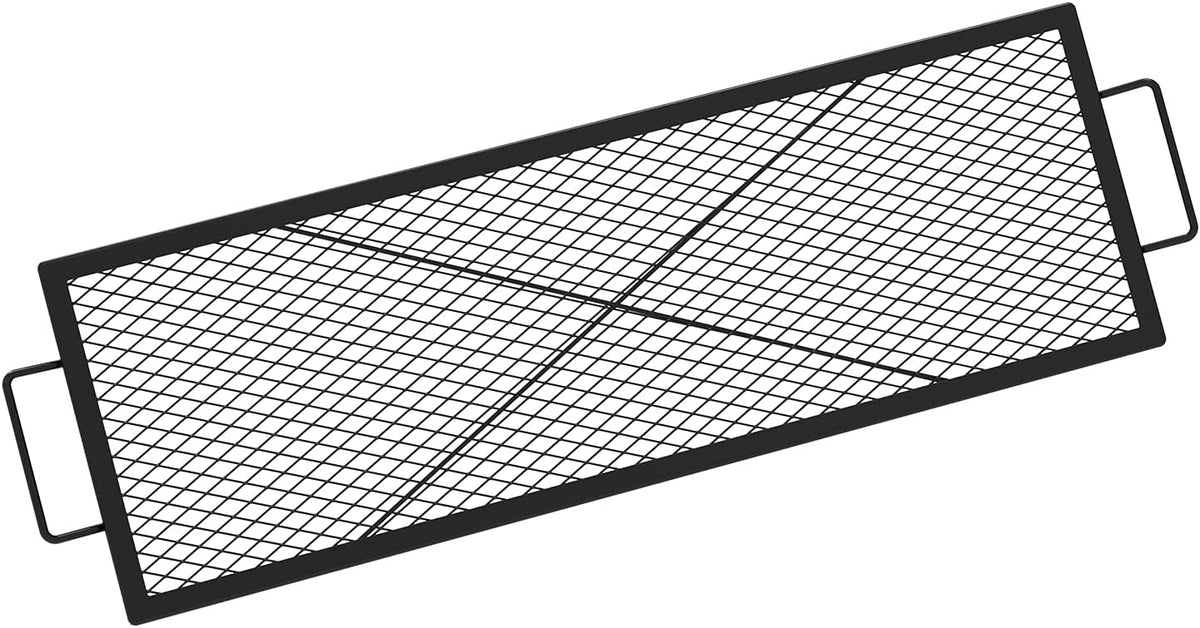 onlyfire Rectangle X-Marks Fire Pit Cooking Grate, Campfire Grill Grate with Handles Heavy Duty Steel BBQ Grill for Outdoor, 44-Inch
