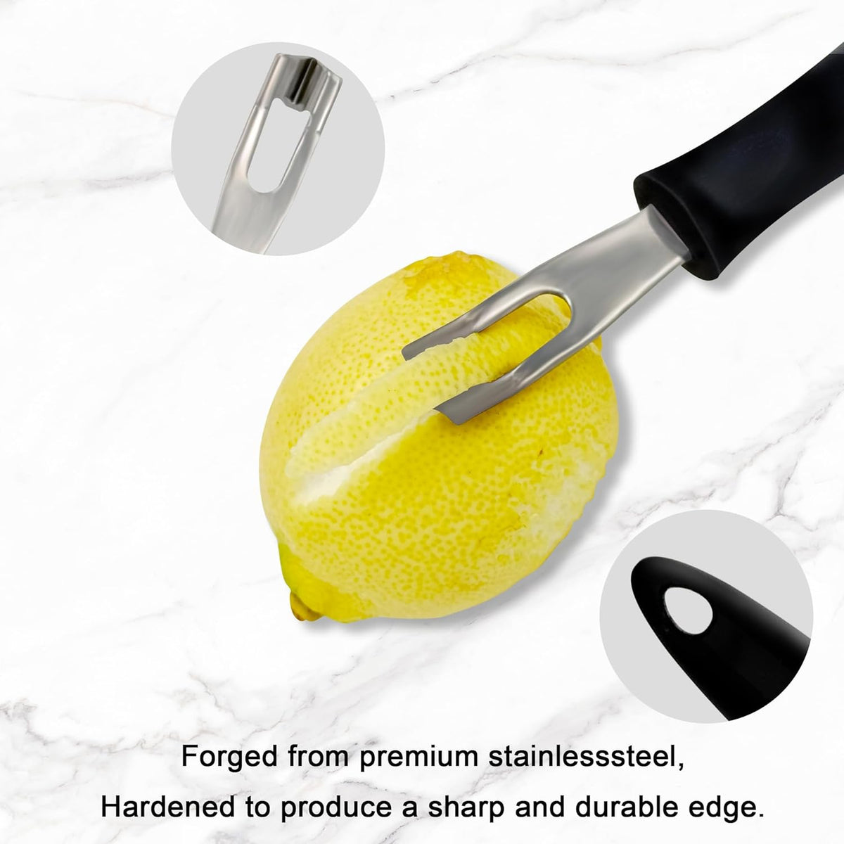 Channel Knife Lemon Peeler Zester-Garnish for Cocktail Mixers- Triangular, V-Shaped Stainless Steel Professional Grade Bar Tool-Fruit Peeler Zester (Peeler A)