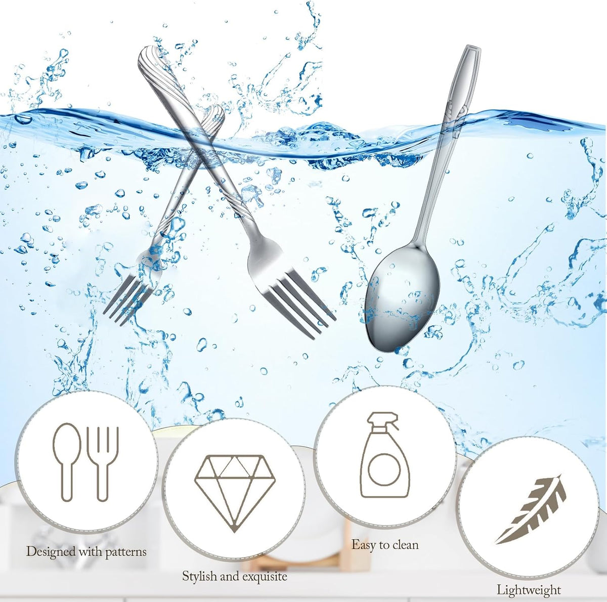 Nuogo 200 Pieces Forks and Spoons Silverware Set Stainless Steel Flatware Cutlery Set Dinner Forks and Spoons Mirror Polished Dishwasher Safe Utensil for Kitchen Restaurant or Home
