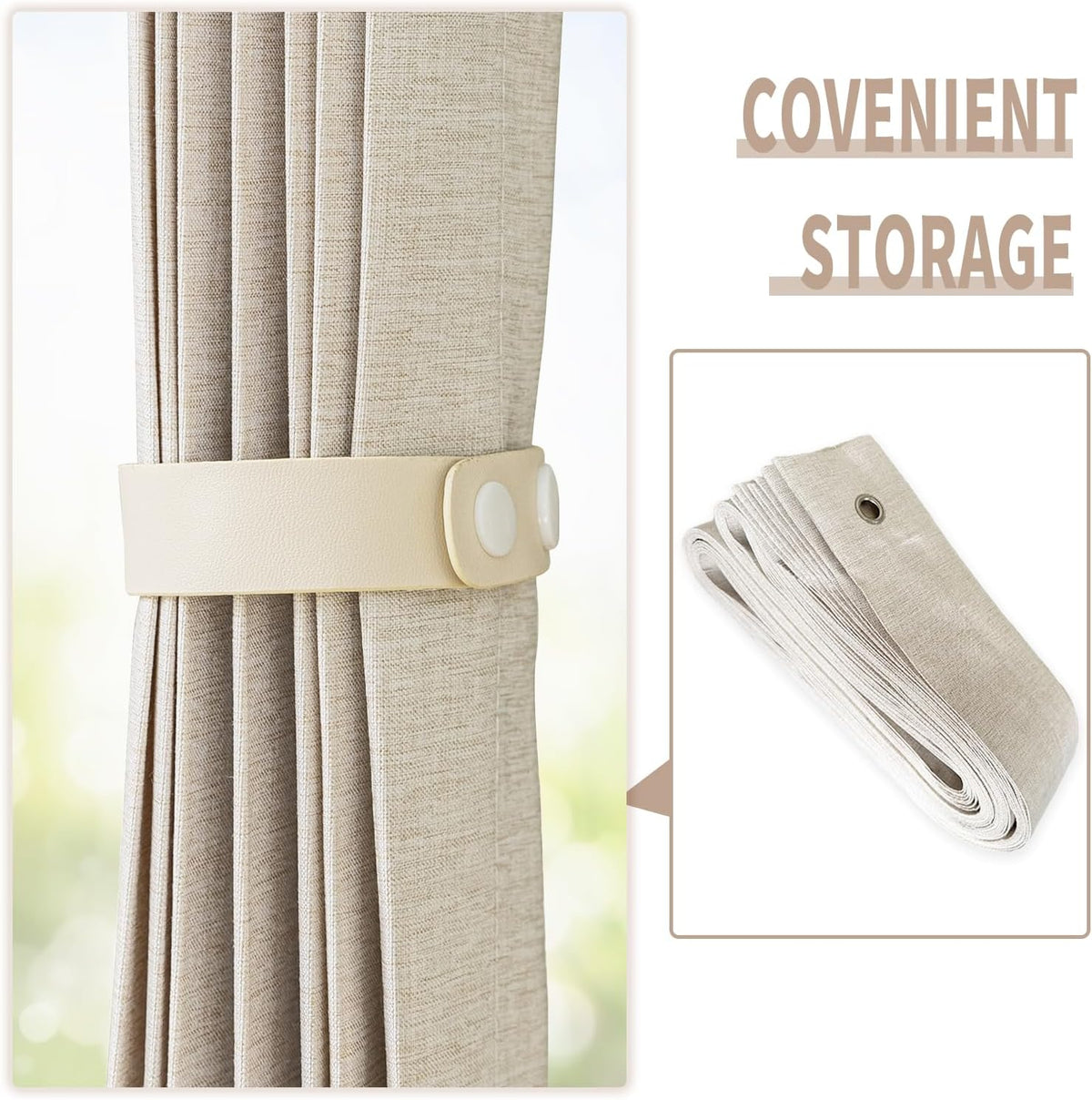 Vatge Accordion Style Door Curtains for Doorways - Laundry Room Curtains for Doorway, Folding Accordion Doors for Closets with No Door, 1 Panel with Tieback, W52 x L78, Beige
