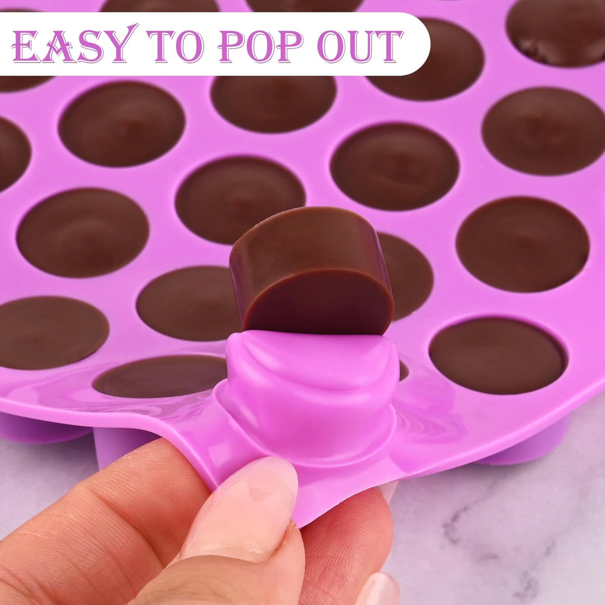 Sakolla Round Candy Molds Silicone, 220 Cavities Mini Cylinder Molds for Chocolate, Hard Candy, Gummy, Ganache, Ice Cubes, Set of 4 with 2 Droppers