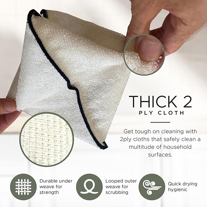 Whiffkitch Dishcloths & Dish Towels for Kitchen - Reusable, Hygienic, Quick Drying, Durable Kitchen Washcloth, Absorbent, Scrub-Non-Scratch, 6x7 Inches Neutral Color, 6 Pack