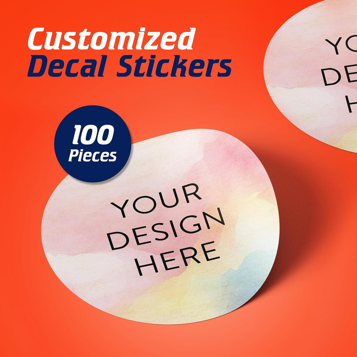 100 Custom Vinyl Stickers - Upload Your own Image, Text, Design, Logo - Personalized Logo Labels for Handmade, Packaging, Bottle, Jars, Candle, Brand Stickers (Watercolor, 3x3)