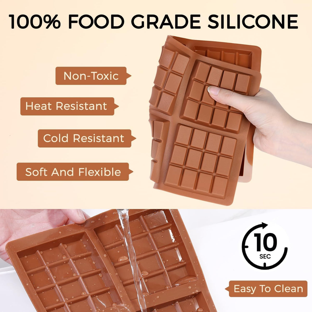 Chocolate Molds - Non-Stick Chocolate Bar Mold, Break Apart Chocolate Bar Maker Food Grade Deep Mold For Knafeh Pistachio Milk Home Diy - 1 Piece