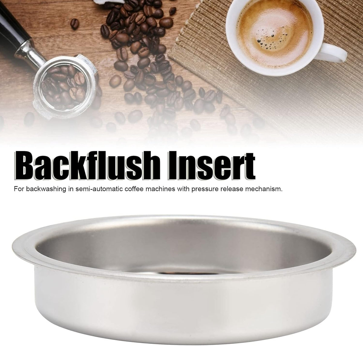 Coffee Machine Blind Filter,51mm Stainless Steel Coffee Machine Backflush Insert Blind Filter Coffee Handle Blind Bowl for Espresso Machine