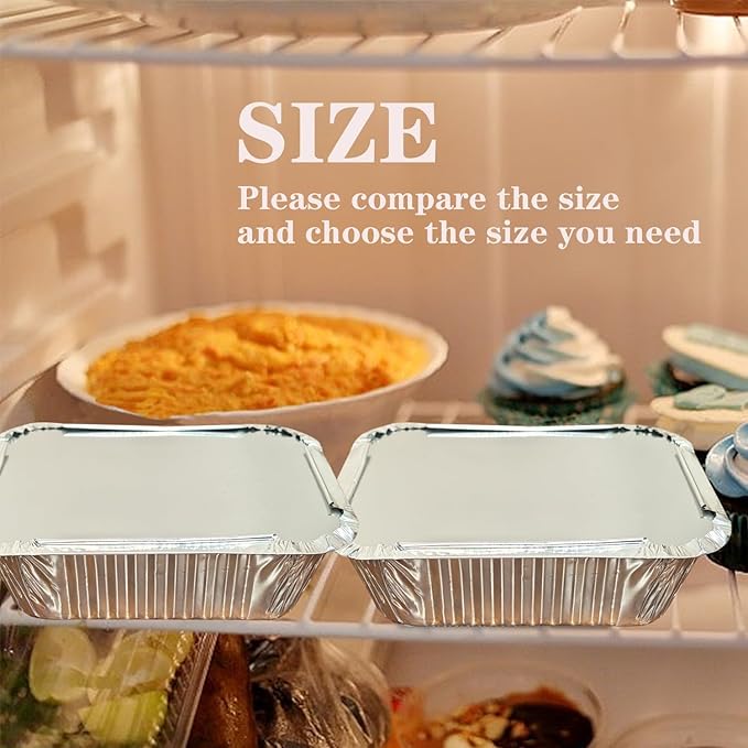 200 Pack 1 lb Disposable Aluminum Foil Pans Meal Prep Take Out Food Containers with Paper Lids for Catering, Baking, Roasting Food, Freezer Safe
