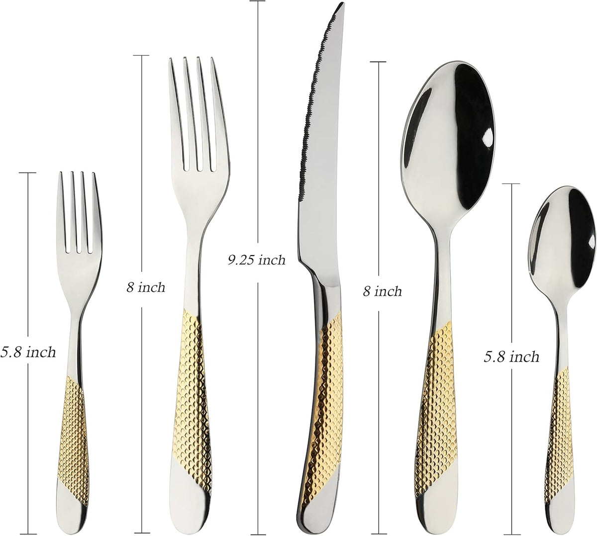 40-Piece Gold Silverware Set Stainless Steel Flatware Set Service for 8 Kitchen Cutlery Utensils Includes Knives Spoons Forks For Home Kitchen Hotel