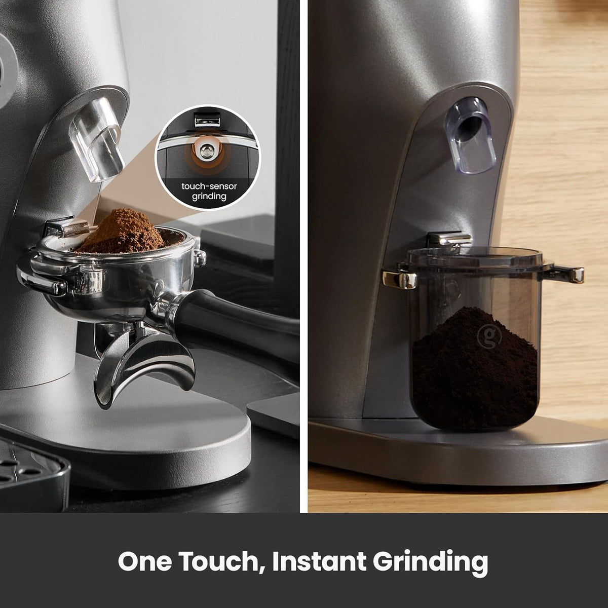 Gemilai Electric Conical Burr Coffee Grinder, Coffee Bean Grinder with Smart 60S Timer, 60 Precise Adjustable Grind Settings for Espresso, 2-12 Cup, Easy to Clean, Durable & Quiet, G9010B Grey