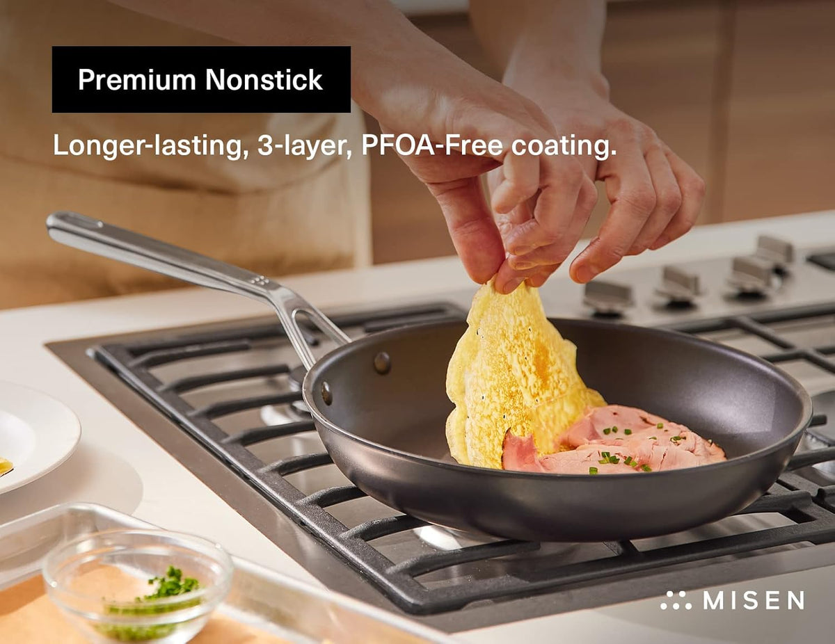 Misen Premium Nonstick Frying Pan 8 Inch - Premium Skillet for Meat, Vegetables, Eggs, and More - Tough, Long Lasting, Non Stick Coating for Easy Cooking and Quick Clean Up