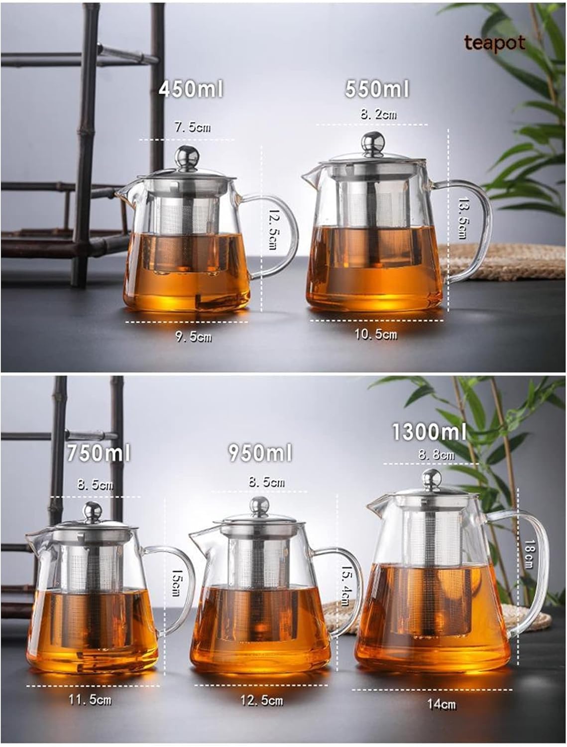 750ml (25oz) Upgraded Glass Teapot with Infuser,Heat Resistant with Removable Infuser, Borosilicate Clear Glass Tea Pots for Loose Leaf Tea and Blooming Tea Cook teapot