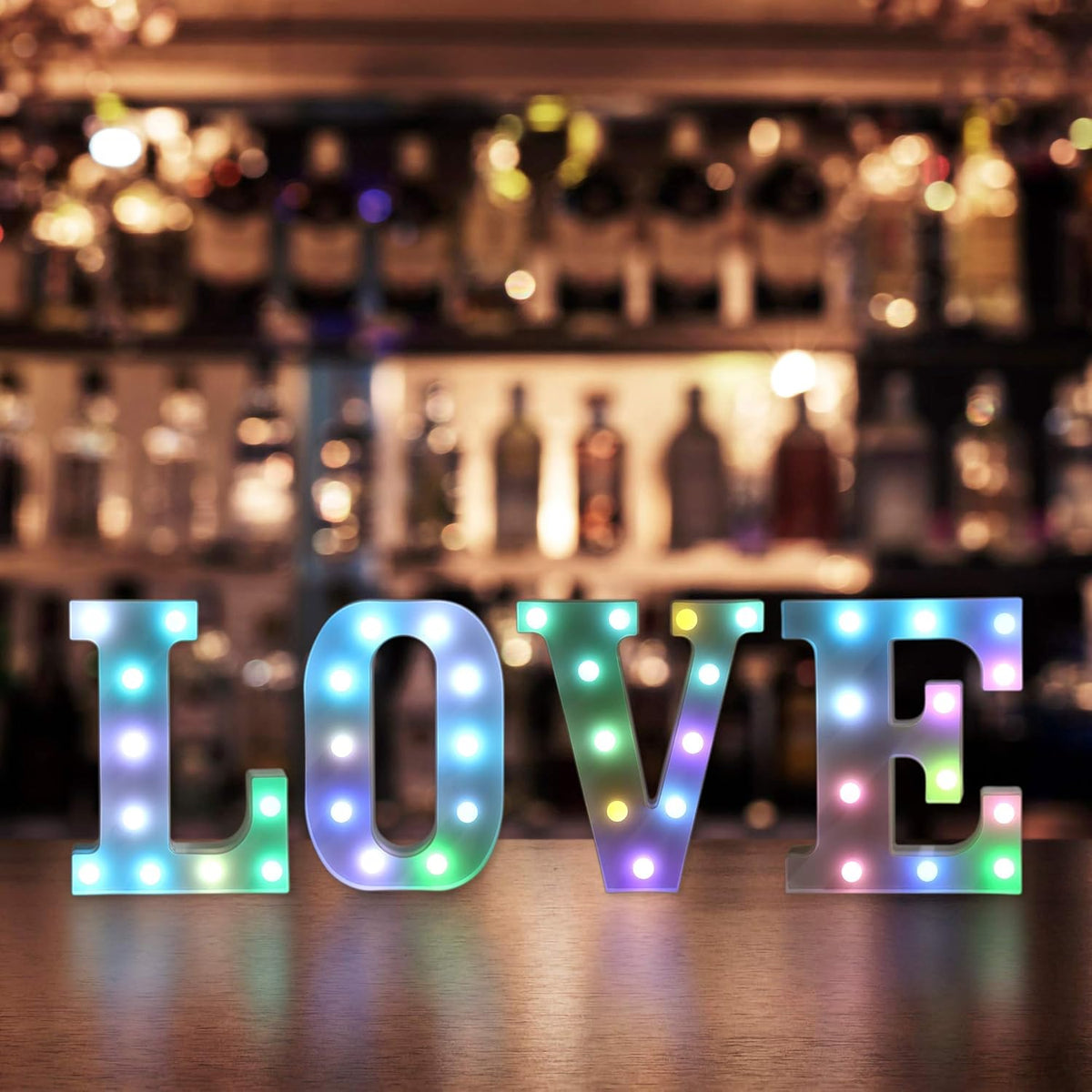 Foaky Colorful LED Letter Lights with Remote,Marquee Light Up Letters Sign for Night Light Wedding/Birthday Party Battery Powered Christmas Lamp Home Bar Decoration(W)