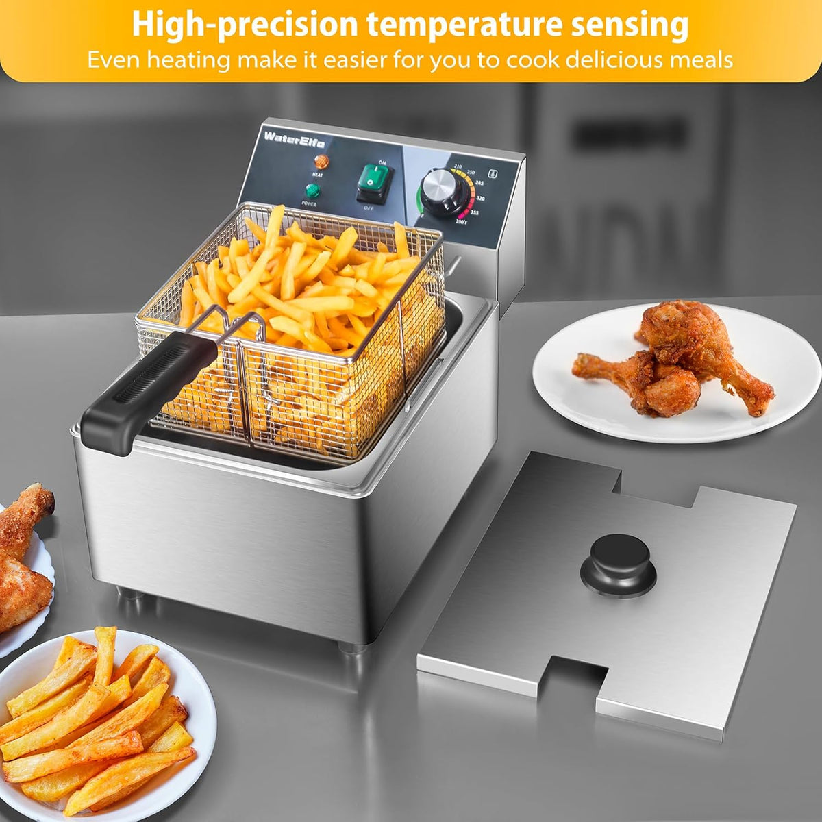 Deep Fryer With Basket 9L/9.5QT Home Use Small Deep Fryer 1800W Commercial Deep Fryers For Kitchens And Dining Rooms With Thermostat Stainless Steels 120V
