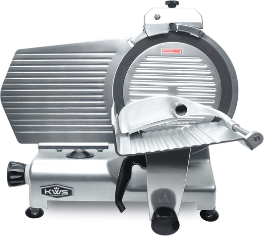 KWS Commercial 420W Electric Meat Slicer 12" Frozen Meat Deli Slicer Restaurant and Home Use Stainless Steel Blade [ETL, NSF Certified] (Teflon Blade, 12-Inch Blade)