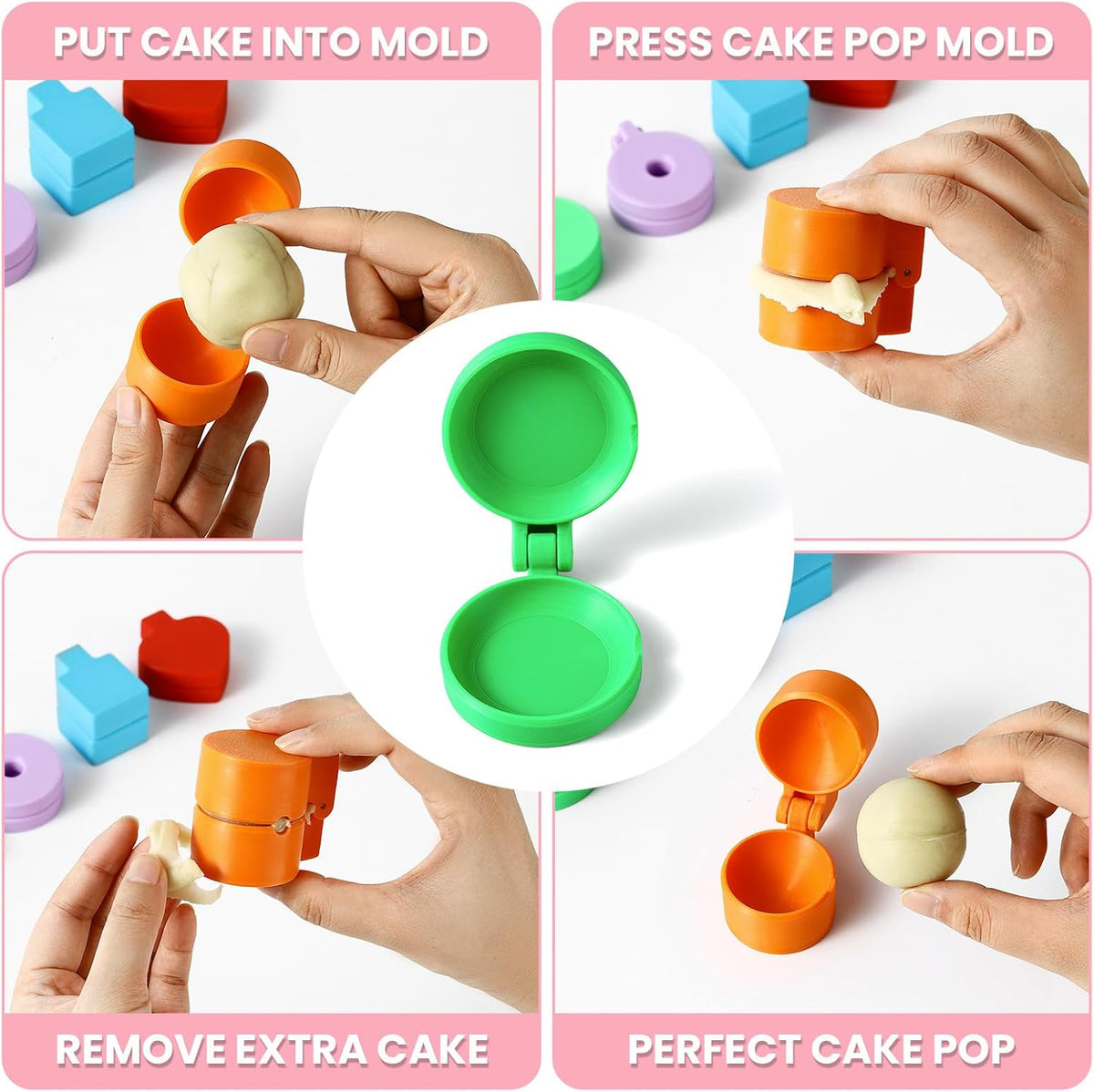 2 PCS Disc Cake Pop Mold Shapes Press Set, 3D Printed Cake Pop Cutter and Pusher, Baking Tools Accessories for Home Baking, Birthday Parties, Wedding Desserts