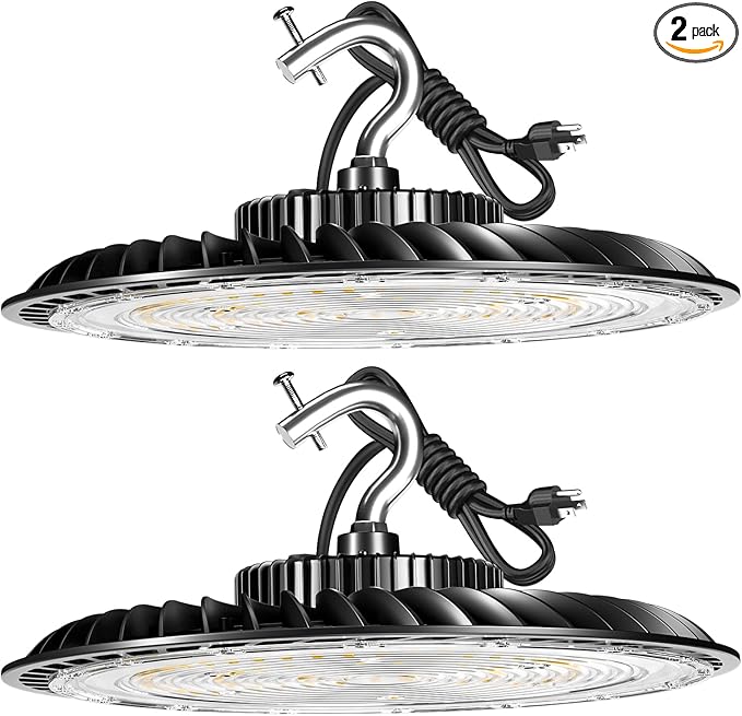 250W High Bay LED Light 37500LM UFO Commercial Lighting 5000K Daylight High Bay Shop Light AC100-277V for Warehouse Barn(Installation Height at Least 20FT)- 2Pack 𝟓𝐘𝐫𝐬 𝐖𝐚𝐫𝐫𝐚𝐧𝐭𝐲