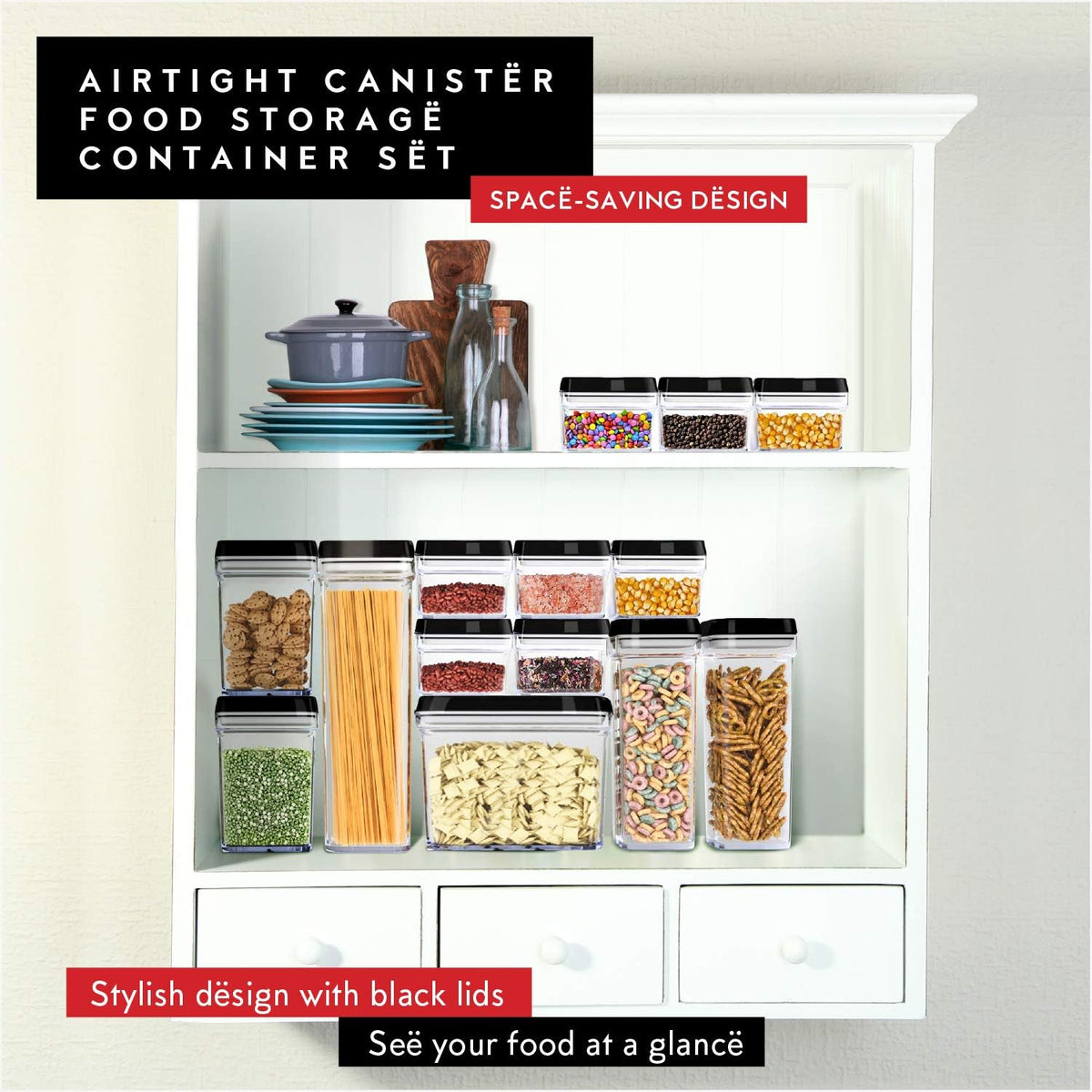 DWËLLZA KITCHEN Mini Airtight Food Storage Containers with Lids – Set of 6 Clear Plastic Small Pantry Containers for Spices, Candy, Nuts, Coffee or Tea, BPA-Free, Keeps Food Fresh & Dry