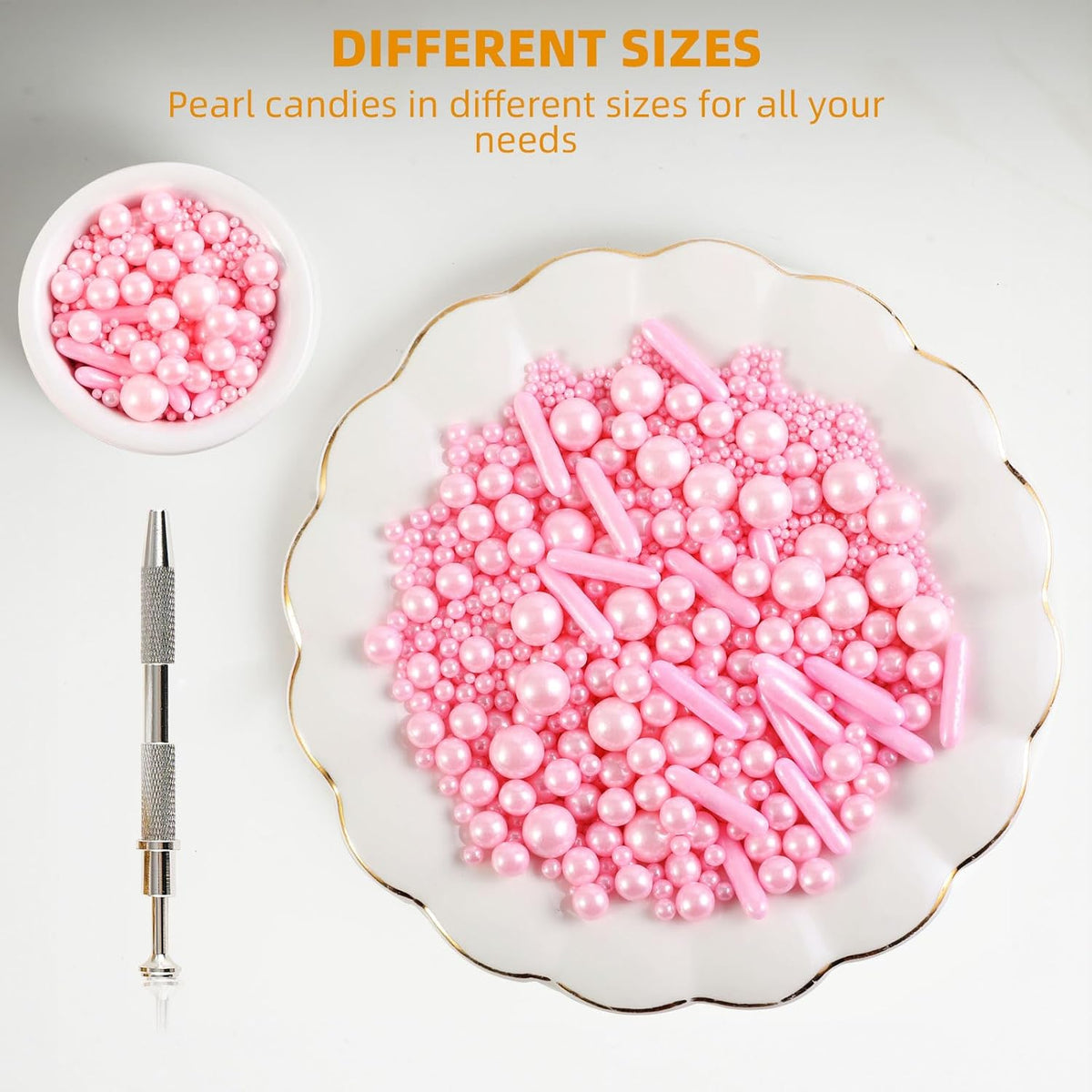 Kasvan Pink Mix Sugar Sprinkles - Edible Candy Pearls with 4-Claw Sprinkle Pen,118g/4.16 Oz, Gift Box Pack, Baking Cake Decorations, Ice Cream Toppings and Cookie Decorating (Pink)