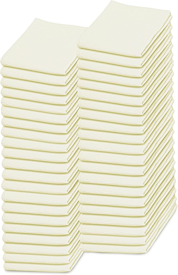 Dish Cloths Cotton| Kitchen Wash Cloth | Shop Towels Absorbent and Lint Free Flour Sack| Dishcloths for Kitchen Washing Dishes| Thick Absorbent Quick Dry Dish Rags | 50 Pack 13"x13" Natural