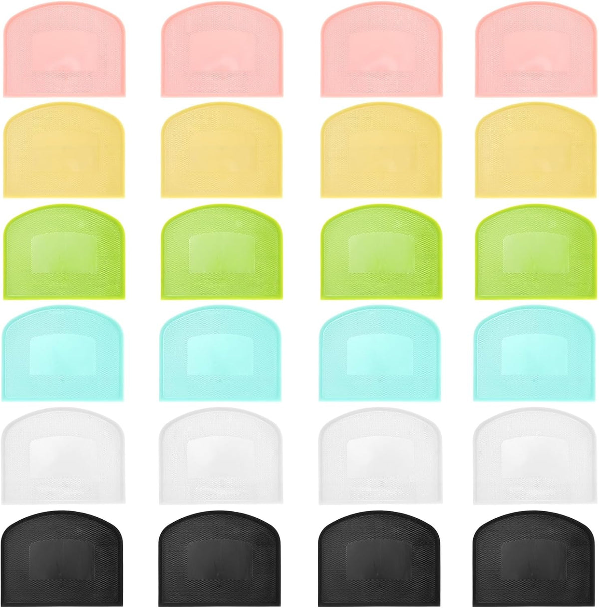 24 Pcs Plastic Dough Scraper Set Multipurpose Bench Cake Cutter Flexible Scraper Spatula for Cake Bread Pizza Food Pastry Icing Kitchen Baking Tool, 6 Colors