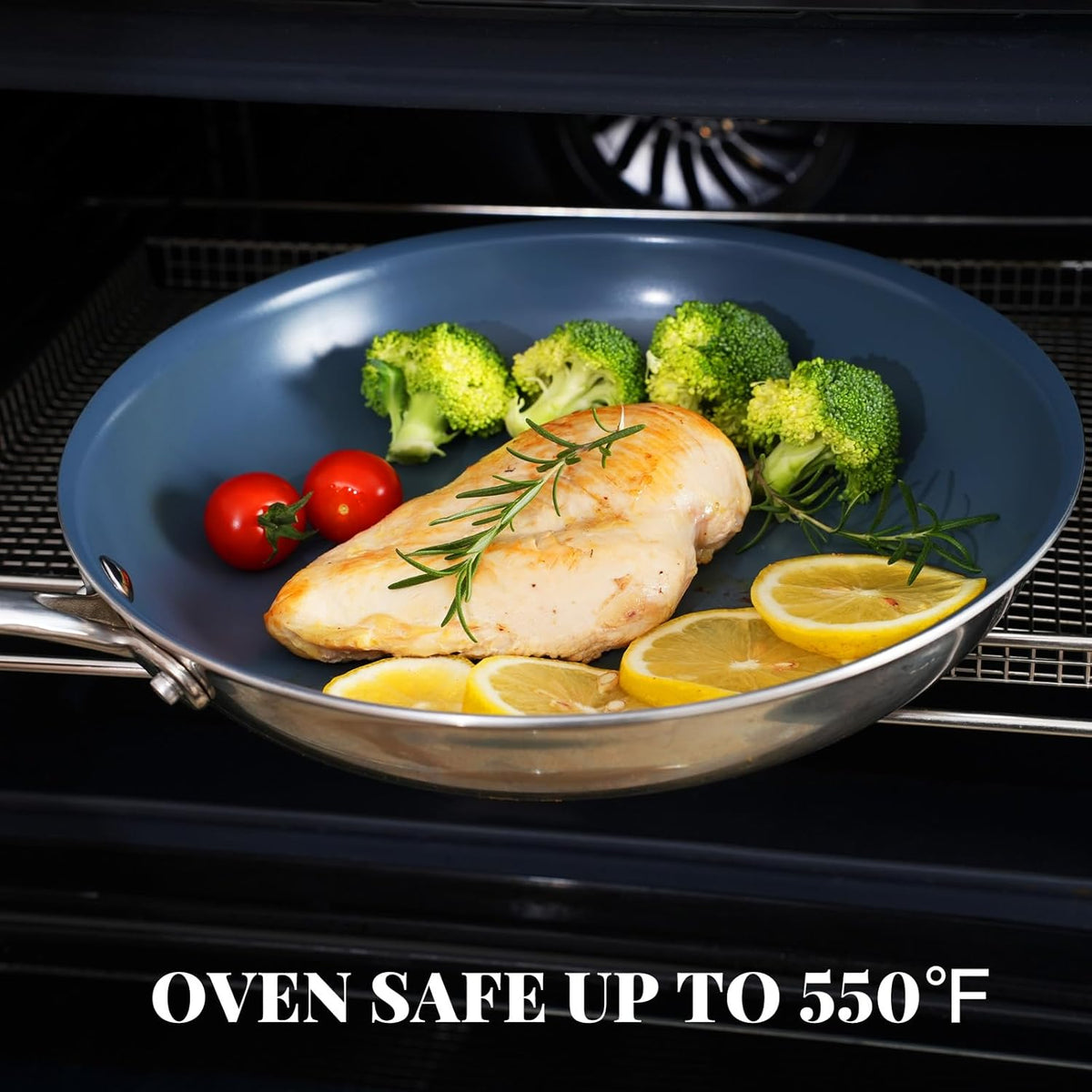 Stainless Steel Nonstick Frying Pan,8 Inch Healthy Non Toxic Ceramic Coating Cookware Works on Induction, Electric Stove and Gas Cooktops,PTFE PFAS PFOA Free Skillet,Dishwasher&Oven Safe