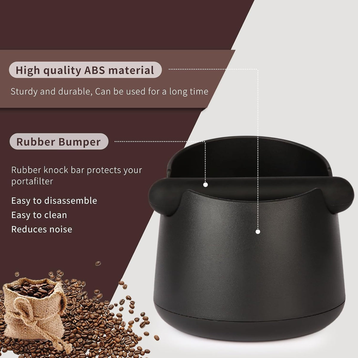 Knock Box Large Capacity Design Espresso Knock Box Shock-absorbent Knock Box Espresso with Removable Knock Bar and Non-Slip Base Espresso Accessories for Home/Office