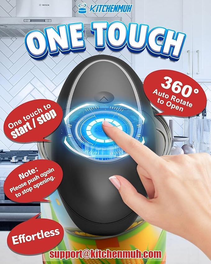 One Touch Electric Can Opener Fits Almost All Can Sizes for Seniors with Arthritis, Hand Held Battery Operated Can Opener with Smooth Edge, Food Safe Kitchen Gadgets Automatic Can Opener for Kitchen