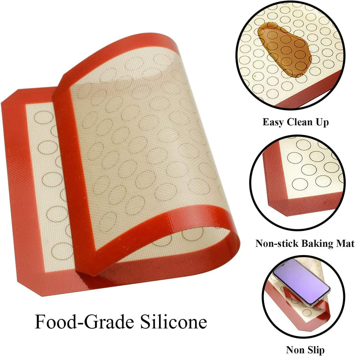 Wildone Baking Sheet with Silicone Mat Set, Set of 6 (3 Sheets + 3 Mats), Stainless Steel Cookie Sheet Baking Pan with Silicone Mat, Non Toxic & Heavy Duty & Easy Clean