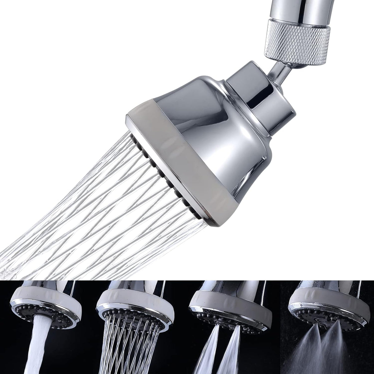 4 Spray Modes Faucet Aerator,360 Degree Faucet Sprayer Attachment,Big Angle Kitchen Faucet Aerator,Swivel Faucet Extender,Sink Sprayer Attachment for faucet,55/64 inch Female Thread (Chrome)